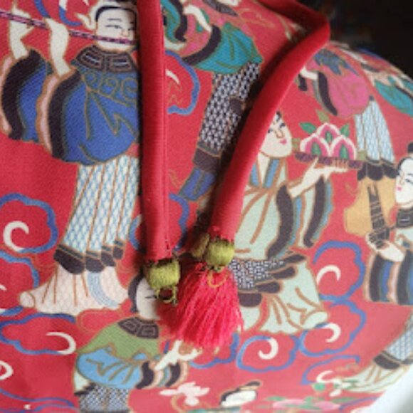 JOSIE NATORI RED GEISHA TEA GARDEN MANDARIN CROP PANTS PJS WOMEN SIZE M - Picture 7 of 15